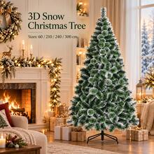 3D Snow Flocked Christmas Tree, PET Holiday Tree For Home Decor - Green - View 2