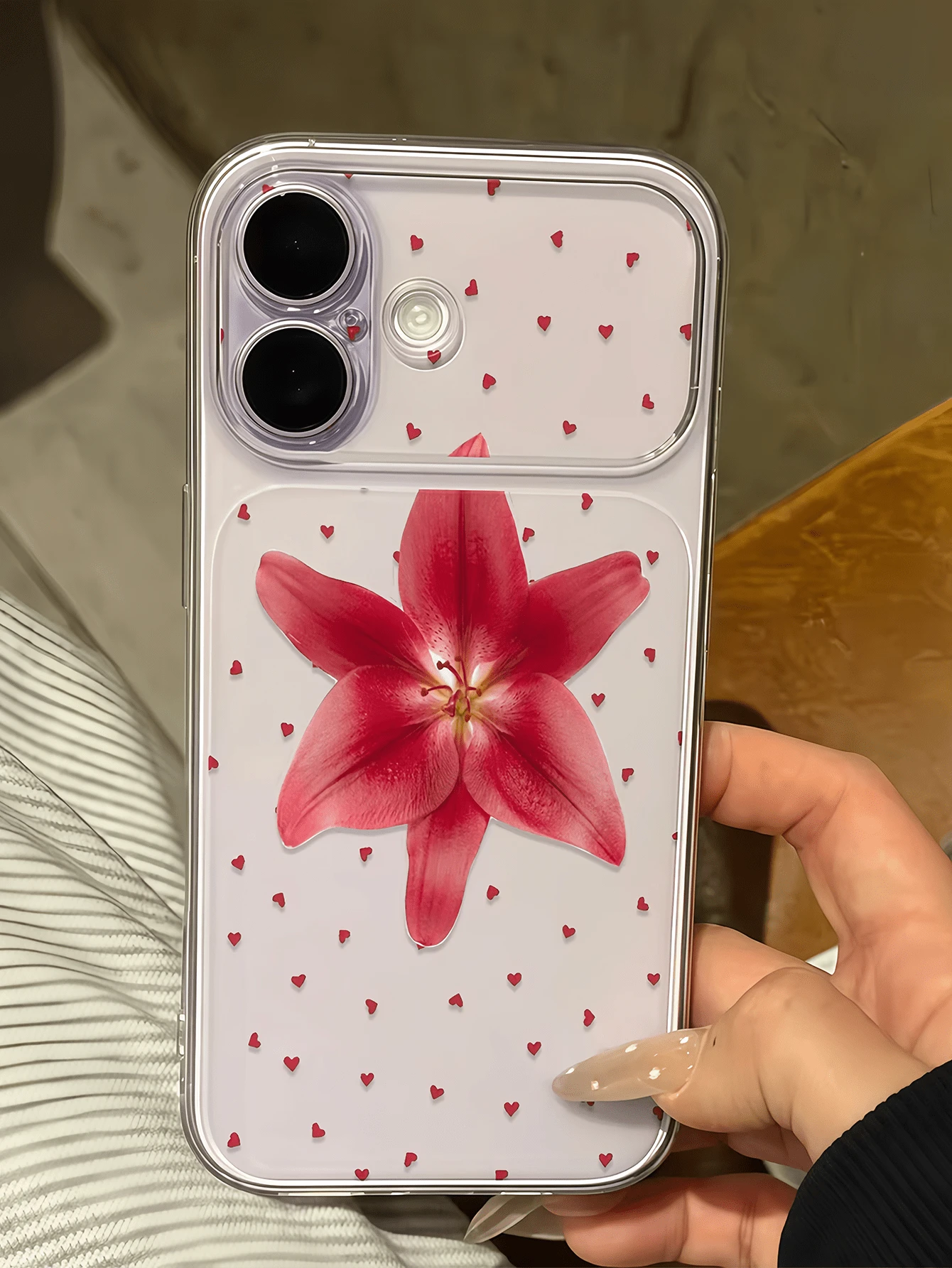 1件裝透明甜心花朵個性化極簡防摔軟 TPU 手機殼 全包覆防污版 適用於 Apple 18 17 16 15 14 13 12 11 Pro Max Air - 彩色 - 查看 1