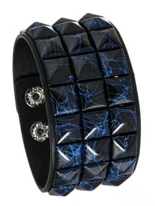 1pc Casual Fashion Punk Multi-Color Square Right Angle Rivet Bracelet, Unisex Street Flash Nightclub Halale Minimalist Leather Display Personal Unique Elegant Ad ErsayJeey - Multicolor - View 2