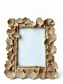 1pc Vintage European Style Golden Ginkgo Leaf Lace Decor Photo Frame, Horizontal & Vertical Use, Random Inner Paper Lining, For Photo Display And Home Decor - Multicolor - View 12