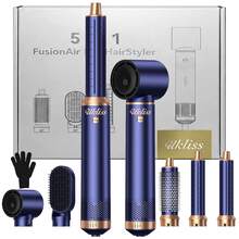 UKLISS 5-In-1 Multi-Function Styling Tool (Hot Air Brush + Automatic Curling Iron) | 5 Detachable Replacement Heads + 3 Temperature Control Settings | Automatic Curling, Create Salon-Quality Curls/Waves/Straight/Smooth Styles | Create Voluminous Bangs, Full Hair Roots, Say Goodbye To Frizz | Customizable Styling, Create Layered/Inward Curls | Suitable For All Hair Types - US A Type Plug(110-127V) - View 16