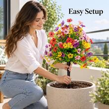 1pc Artificial Purple Flower Ground Stake, UV Resistant Faux Silk Flower, Suitable For Outdoor Garden Yard Patio Lawn Decoration, Multiple Colors Available - Bouquet - View 4