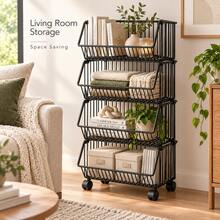 Black Rolling Organizer Shelf For Bathroom Laundry Room Bedroom Storage - View 2