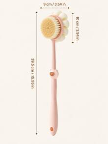 1pc Long Handle Back Scrubbing Brush, Double-Sided Body Brush With Soft Bristles And Foaming Sponge Bath Ball, Exfoliating Back Cleaning Brush With Hanging Hole, Suitable For Hard-To-Reach Back, Bathtub, Shower, Essential For College Dorm Bathing - Multiple Styles and Colors - View 3