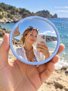 1pc Round Convex Wide-Angle Mirror, Small Or Large Size, Plastic Frame Decorative Mirror, Portable Handheld Travel Selfie Mirror & Photo Prop, Selfie Accessory For Vacation Photos, Content Creation, Bedroom Decor, Living Room Decor & Wall Display - Round - View 4