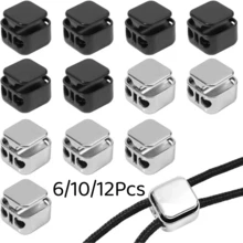 6/10/12Pcs Metal Cord Lock Adjuster, Heavy Duty Double Hole Press, Quick Fastening Drawstring, Universal For Pants Cord, Shoelaces, Zipper Pull - Multicolor - View 1