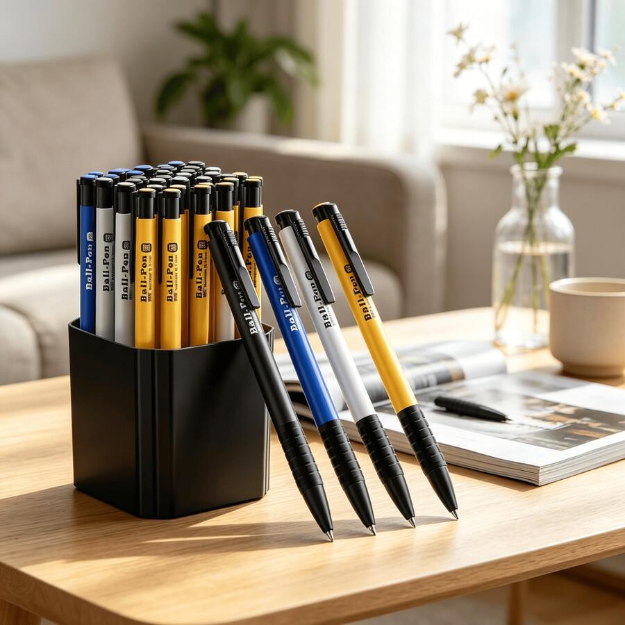 40/60pcs Classic Multicolor Retractable Ballpoint Pens (40pcs/60pcs, Random Colors). Non-Slip Grip With Black Clip, Smooth Retraction And Fluid Writing. Suitable For Office, Study And Daily Recording, Large Capacity Bulk Set For Multi-Person Sharing, Practical Stationery For Efficient Office Work. - Multi-color - View 1