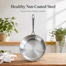 1pc Stainless Steel Non-Stick Frying Pan, No Coating Cookware Suitable For Steak, Compatible With Gas Stove And Induction Cooktop, Cast Iron Frying Pan And Wok Cookware Set, Pots And Pans - View 1