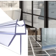 1pc 1/1.5/2m Shower Door Bottom Seal Strip, 3-Section Segmented Shower Installation Kit, Frameless Glass Door Seal Strip - A - View 2