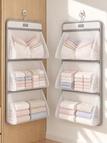 1pc Hanging Mesh Storage Bag, Multi-Functional Wall-Mounted Organizer, Suitable For Underwear, Socks, Toys, Toiletries And Accessories, Closet Essential, Autumn/Winter Seasonal Storage, Portable Multi-Purpose Storage Bag - Multicolor - View 3