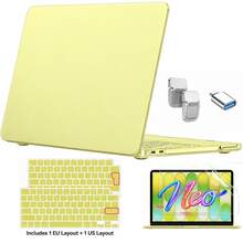 Ốp bảo vệ vỏ cứng nhám cho MacBook Neo 13 inch A3404 đời 2026, chống trầy xước, kèm nhiều phụ kiện tùy chọn gồm miếng che bàn phím chuẩn EU và US, miếng dán màn hình HD, adapter USB, giá đỡ mini và túi chống sốc laptop - Xem 18