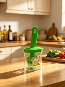 1pc 2 In 1 Oil Brush Bottle, Transparent Seasoning Storage Jar, Silicone Basting Brush Container For BBQ Baking Grilling Pancake, Cute Cartoon Printed Kitchen Gadget, Color Random, Creative Design Makes The Kitchen Cuter And More Fun - Oil Brush Bottle - View 10
