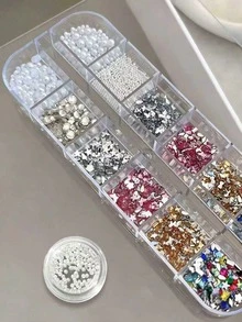 1-Rejilla de Strass 3D para Uñas de Múltiples Tamaños, Gemas Acrílicas Vívidas, Adecuadas para Decoración de Uñas DIY, Perfectas para Crear Diseños de Uñas Impresionantes, Accesorios de Uñas y Suministros de Uñas - Multicolor - Ver 9