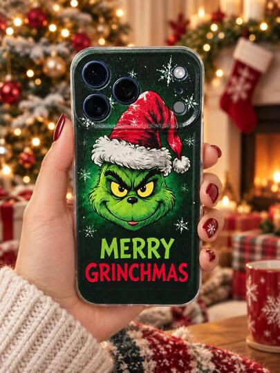 The Grinch The Christmas Phone Case, Cartoon Character Graphic Protective Cover Compatible Compatible With Iphone 18/17/16/15/14/13/12/11 Pro Max Plus, Merry Grinchmas Holiday Print Design With Raised Camera Frame, Fashion Mobile Phone Accessory And Christmas Gift