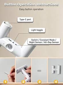 1pc, 2pcs H-Shaped Magnetic USB Rechargeable Motion Sensor Wall Light, Drill-Free Color Changing RGB LED Ambient Night Light, Auto On/Off Wireless Sensing Decorative Lamp, Suitable For Hallway Bedroom Stairs Closet Cabinet - Multicolor - View 5