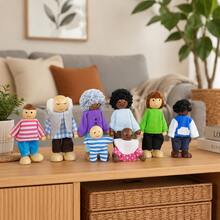 Wooden Doll Figures, 8Pcs Family Wooden Figurine Set, Party Tabletop Decor, Home Desktop Display Ornament, Decorative Statue Gift For Celebration - 8pcs Figure - View 6