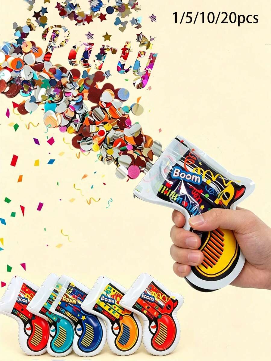 1/5/10/20pcs Self-Igniting Party Confetti Poppers, Suitable For Festivals, Birthdays, Weddings, Photo Props. Colorful Confetti Poppers, Novel Design, Suitable For New Year, Birthday, Christmas, Wedding And Graduation Parties.