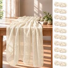 10 miếng khăn trải bàn vải xô màu be phong cách Boho, khăn trải bàn vải xô mộc mạc bán trong suốt trang trí tiệc cưới, tiệc đón cô dâu, tiệc mừng em bé, tiệc sinh nhật, yến tiệc, bàn ăn phong cách nông trại, trang trí trung tâm bàn, tiệc và trang trí nhà cửa - Màu be - Xem 12