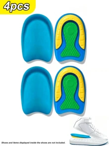 1/2 Pairs Silicone 3-Color Heel Pads, Anti-Slip Shock-Absorbing Half Insoles For Sports Shoes, Unisex Heel Cushions - Blue - View 11