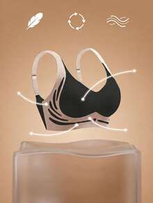 Women's Lightweight Shaping Bra For Summer, Soft Side Support, Seamless Wire-Free Padded Bra, Lifts And Shapes Bust - Black - View 5