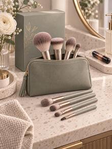 Set 6 Kuas Makeup Mini, Kuas Makeup Portabel untuk Perjalanan dengan Kotak Penyimpanan, Set Kuas Foundation, Eyeshadow, Concealer, dan Eyeliner, Alat Makeup Wajah Lengkap yang Ringkas, Perlengkapan Tas & Perjalanan, Wajib Dimiliki untuk Anak Perempuan, Hadiah Natal untuknya - A - View 10