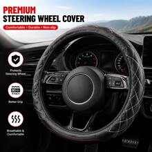 1PC Universal Car Steering Wheel Cover, 15 Inch Premium PU Leather, Breathable Comfortable Grip, Durable & Sweat-Resistant, Stylish Diamond Stitch Car Interior Accessory For Sedan SUV Truck - Multicolor - View 11