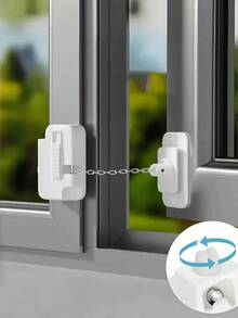 Window, Cabinet And Refrigerator Safety Chain Lock; Sliding Door Limiter; High-Rise Anti-Fall Lock; Child Safety Lock (Upgraded Version); Window Lock; Anti-Theft Anti-Pry; Child Window Lock; Drill-Free Installation - Multi-color - View 9