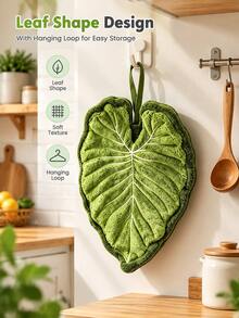 Leaf-Shaped Microfiber Absorbent Towel With Hanging Ring, Fashionable Bathroom And Kitchen Hand Towel, Perfect Gift For Mother's Day And Holidays - Multiple Styles and Colors - View 12