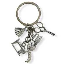 1pc Creative Sewing Machine Scissors Iron Dress Tape Measure Accessory Combination Keychain Mother's Day DIY Jewelry Gift - Multicolor - View 2