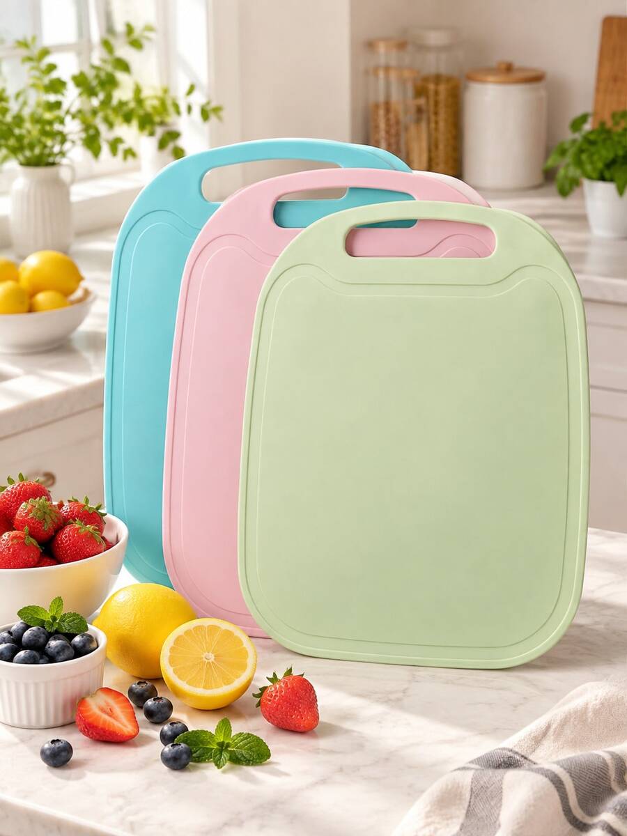 3Pcs/2pcs/1pc PP Cutting Board Set,Colorful Kitchen Chopping Boards With Handle,Reusable Food Prep Boards For Fruit, Vegetables,Meat, Bread,Lightweight Kitchen Cutting Mats,Home Cooking Kitchen Accessories