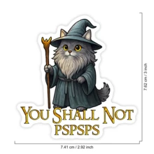 1PC Funny Wizard Cat Decal Sticker, Fantasy Movie Quote Vinyl Sticker For Kindle Laptop, Waterproof Laptop Sticker For Water Bottle Journal Travel Case, Cute Gift For Daughter Sister BFF Girls Tech Teens - Multicolor - View 2