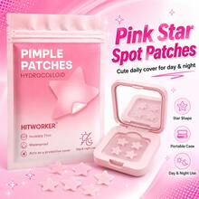 60PCS Pink Star Face Stickers, Cute Star Shape Decorative Patch Set, Portable Storage Case Included, Kawaii Fashion Accessories, Fun Style Facial Stickers For Women Girls - Multicolor - View 4
