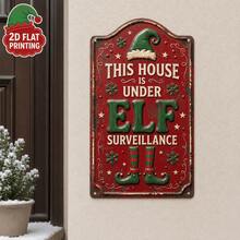 2D 1pc Christmas Elf Wooden Sign, Suitable For Yard Wall Decoration, Fence, Garage, Indoor Wall Decor, Great Gift/No Electricity Required - TM46 - View 3