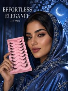 9 Pairs Half-Length False Eyelashes For Outer Corners, Soft Fiber Hair, Uplifting And Lifting Effect, Seamless Transparent Thin Stem - Essential For Middle East Ramadan Evening Makeup, Reusable, Lightweight And Invisible, Half-Length False Eyelashes For Outer Corners, Suitable For Daily Light Makeup And Special Occasions - View 4