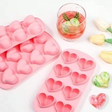 1pc Heart-Shaped Ice Mold, Soft Silicone Material, Can Make 10 Heart-Shaped Ice Cubes At Once, Suitable For Summer Outdoor Camping, Also Can Be Used As Father's Day Gift. - Pink - View 12