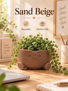 1pc Aesthetic 3D Printed Decorative Flower Pot, Unique Cute Succulent Planter, Multi-Functional Decor For Desk, Home Office, Garden And Yard - Multiple Styles - View 8