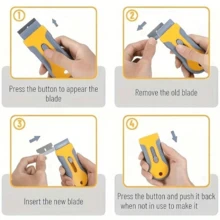 1 Set Scraper, Glass Scraper, With 10 Steel Blades And 10 Plastic Replacement Blades, For Removing Stickers, Paper, Food Residue, Paint And Glue From Ovens And Windows. - Multicolor - View 8