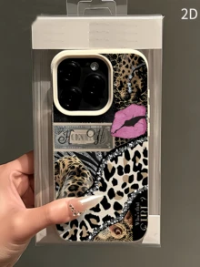 1件 白色粉色豹紋拼接個性化 TPU 防摔全包覆手機殼，適用於 Apple 18 17 16 15 14 13 12 11 Pro Max Air 及系列 - 彩色 - 查看 4