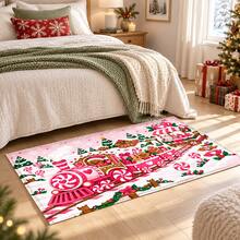 1 buah Karpet Area Natal Motif Kotak Surat Santa Warna Pink, Dekorasi Lantai Musiman Bertema Hadiah, Cocok untuk Kamar Bayi, Kamar Anak, Kamar Tidur, dan Dekorasi Rumah Liburan - MultiWarna - View 7