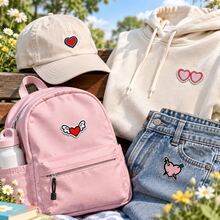 8Pcs Cute Heart Iron On Embroidered Patches - Multicolor - View 4