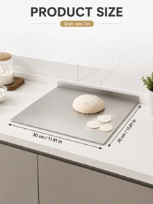 1pc Stainless Steel Kneading Board, Kitchen Essential - Large Stainless Steel Cutting Board, Suitable For Countertop, Can Be Used For Cutting Meat, Vegetables, Bread And Baking, Non-Slip Edged Cutting Board, Butcher Block, Cheese And Board, Thickened And Mold-Resistant, Suitable For Home And Restaurant Use, Easy To Clean With Water, Basic Kitchen Tool For Home Cooks And Cooking Enthusiasts, Kitchen Supplies, Suitable For Home, Dorm, Kitchen Tools, Suitable As Home Gift, Christmas Or Back To School Gift. - Silver - View 12