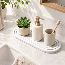 1/2pcs Natural Diatomaceous Earth Quick-Drying Sink Tray With Absorbent Stone Pad - Suitable For Kitchen Countertop, Bathroom Vanity Storage, Faucet Mat, Soap Dish And Coaster, Sink Basin Dedicated Moisture-Absorbing And Moisture-Wicking Diatomaceous Stone Technology - 20cm X 10cm - View 5