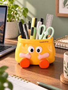 1pc Creative Cartoon Pen Holder Desktop Storage Organizer Multifunctional Office Storage Box Pen Box Large Capacity Cute - Multiple Styles - View 2