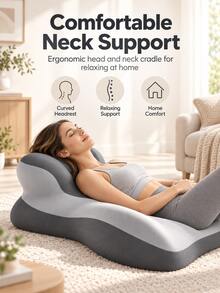 1pc Ergonomic Reading Pillow, Backrest Pillow, Memory Foam Wedge Pillow, Adjustable Neck Pillow, Multi-Position Support Cushion, Suitable For Stomach Sleepers And Sedentary People, Removable & Washable Pillowcase - Grey Pink Medium - 1PC - View 7