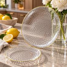 50/25/20/10pcs Dragon Scale Pattern Gold Rim Dinnerware Set, 7.5"/10.25" Reusable Plates, Food Trays, Fruit And Snack Platters, Dessert And Salad Plates, Cheese And Candy Trays, Multi-Purpose Tableware For Parties, Weddings, Birthdays, Picnics, Holiday Events, Easy To Clean, Suitable For Elegant Home And Event Table Settings - View 10