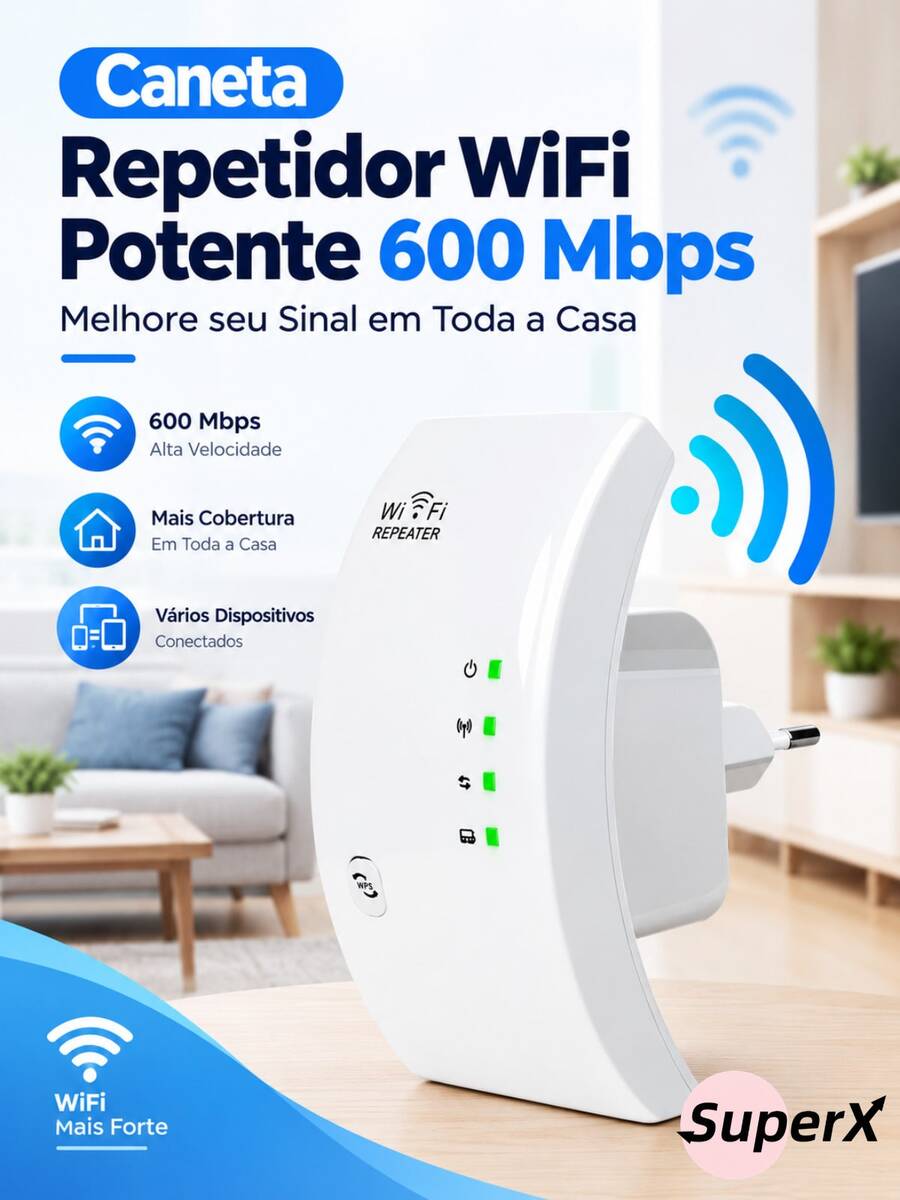 Repetidor Amplificador De Sinal Wifi 600/mbps Ultra Rápido sinal forte