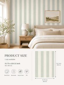 SUPSTICKER Neutral Linen Striped Self-Adhesive Wallpaper, Removable, 3 Sizes 15.75*78.74/118.11/196.85 Inches, Home Decor - Multicolor - View 16