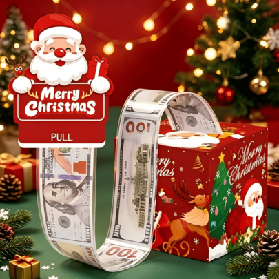 Christmas Money Box For Cash Gifts, Surprise Money Bag Suitable For Kids And Adults, With 50 Clear Bags - Fun Way To Give Cash To Your Loved Ones