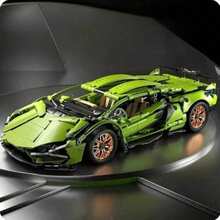 Multiple Supercar Building Blocks, 1200+ ABS Blocks, 1:14 Scale, 14 Inches, Assembled Length 200+ ABS Blocks, 1:14 Scale, 14 Inches, Adult Collectible Model Car Gift - Multicolor - View 5