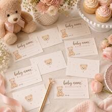 Pink Sweet Style Bow Teddy Bear Baby Prediction Cards, Gender Neutral Baby Shower Guessing Game Cards, Baby Girl Gender Reveal Party Decoration, Baby Shower Game, Gender Reveal Decoration - Multicolor - View 5